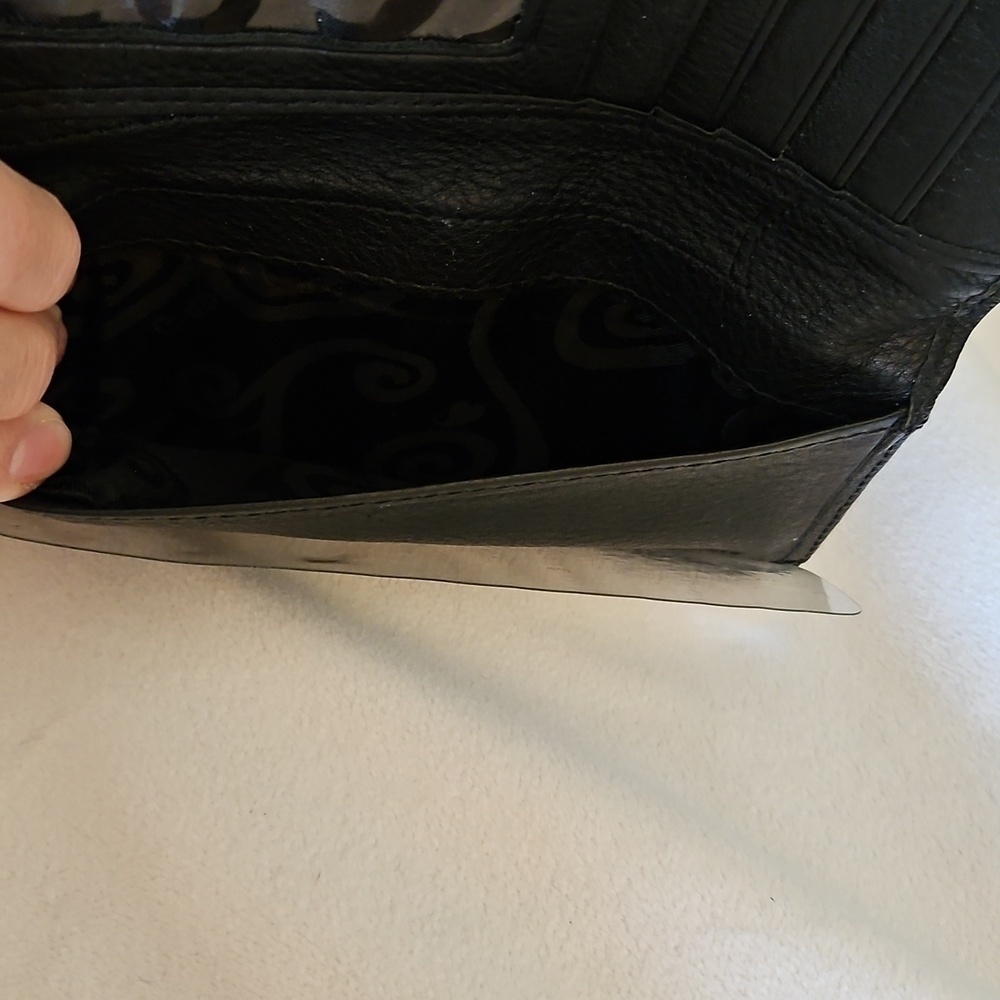BRIGHTON Pretty Tough Black Leather Studded Checkbook Cardholder Wallet - Picture 9 of 14